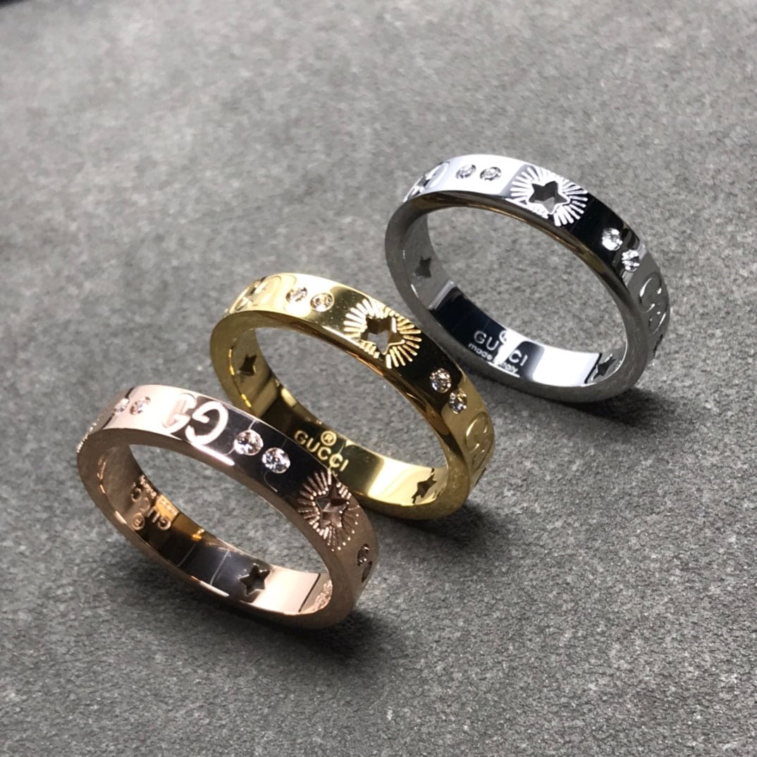 18K Double Gucci Icon Diamonds White Gold Ring
