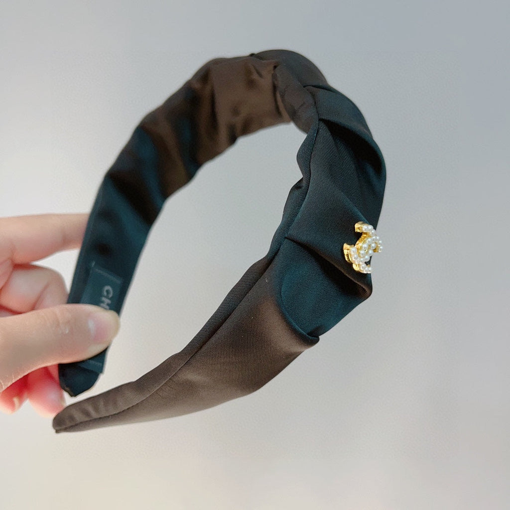 CHANEL BLACK FABRIC HAIRBAND 925661