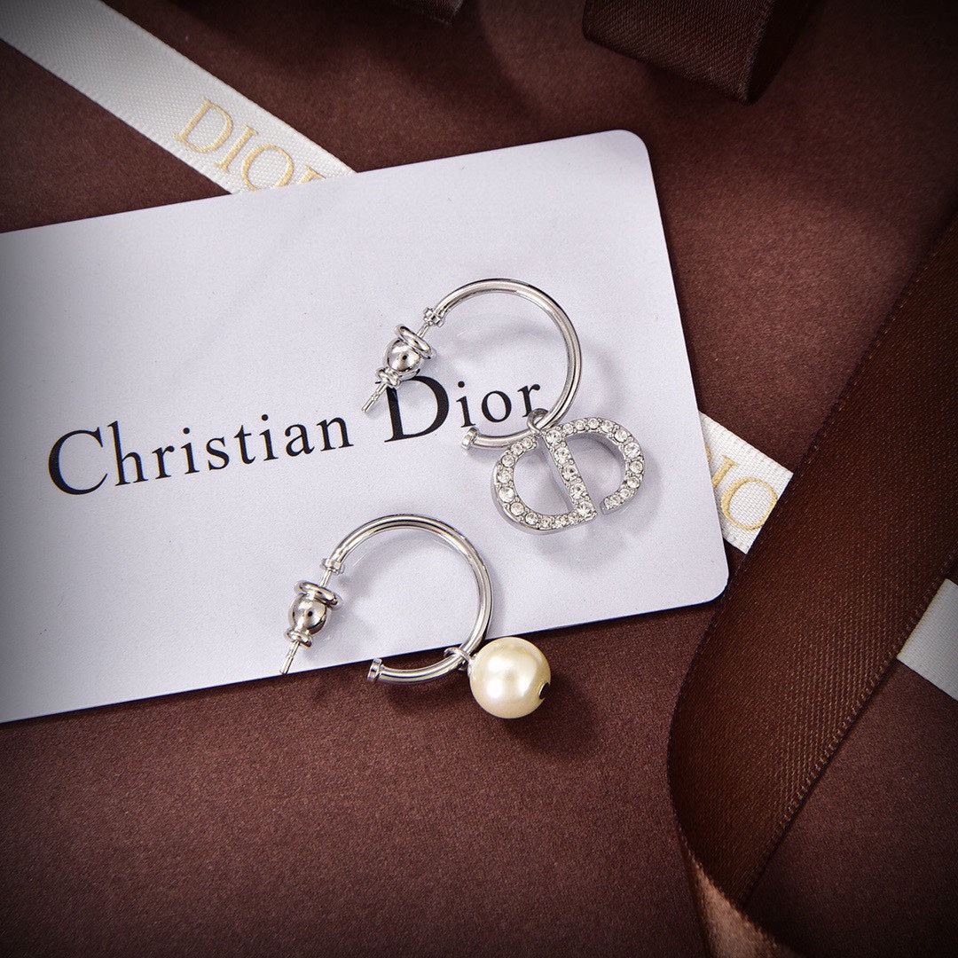 18K Petit Dior Pearl Earrings