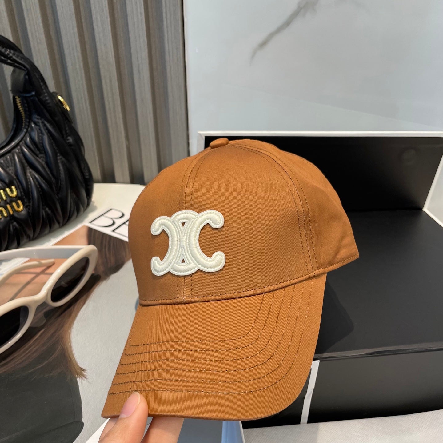 CELINE BASEBALL CAP MODEL 650752 IN BURNT ORANGE COTTON