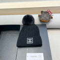 CHANEL BEANIE HAT IN BLACK WOOL 422174