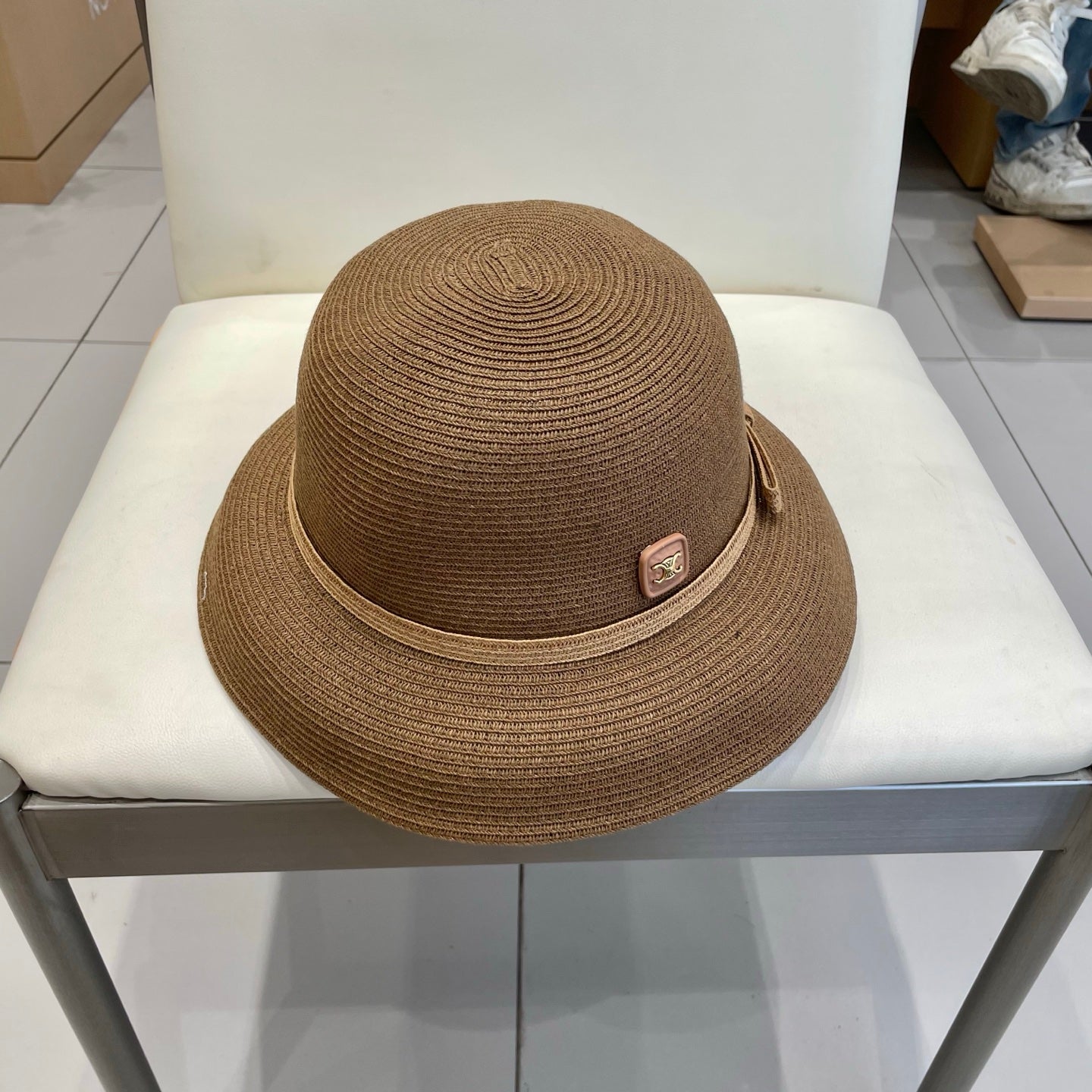 CELINE BUKET HAT MODEL 650559 IN BROWN SPRAY FABRIC