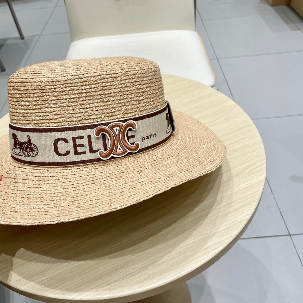 CELINE WIDE BRIM HAT MODEL 652232 IN NATURAL WOVEN STRAW