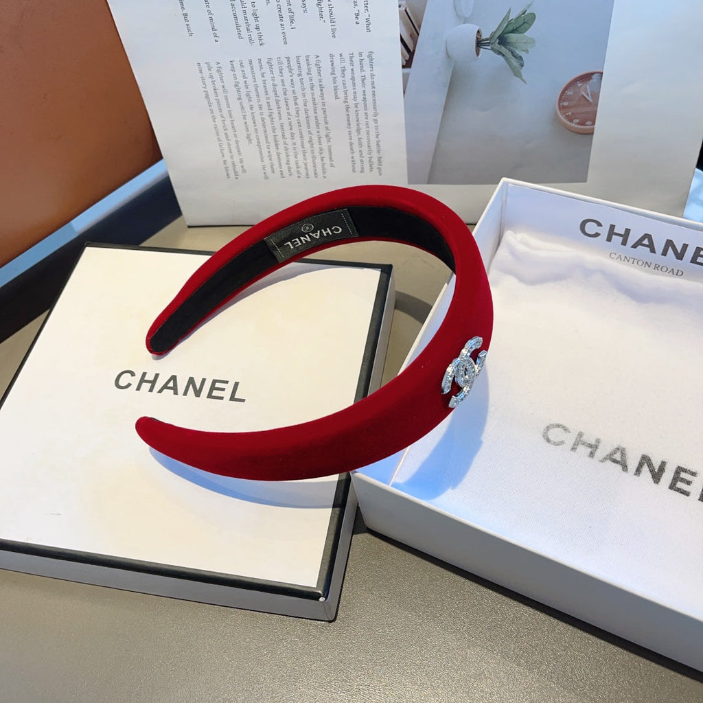 CHANEL CHERRY RED VELVET HAIRBAND 414441