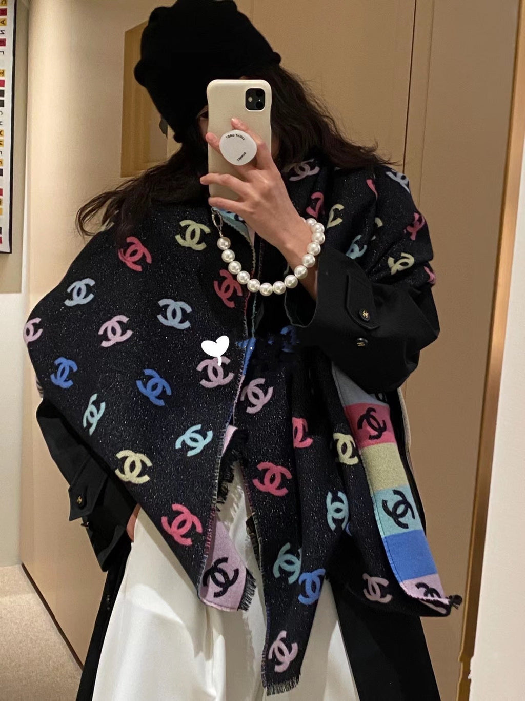CHANEL 25S SCARF 187 IN CASHMERE 876277