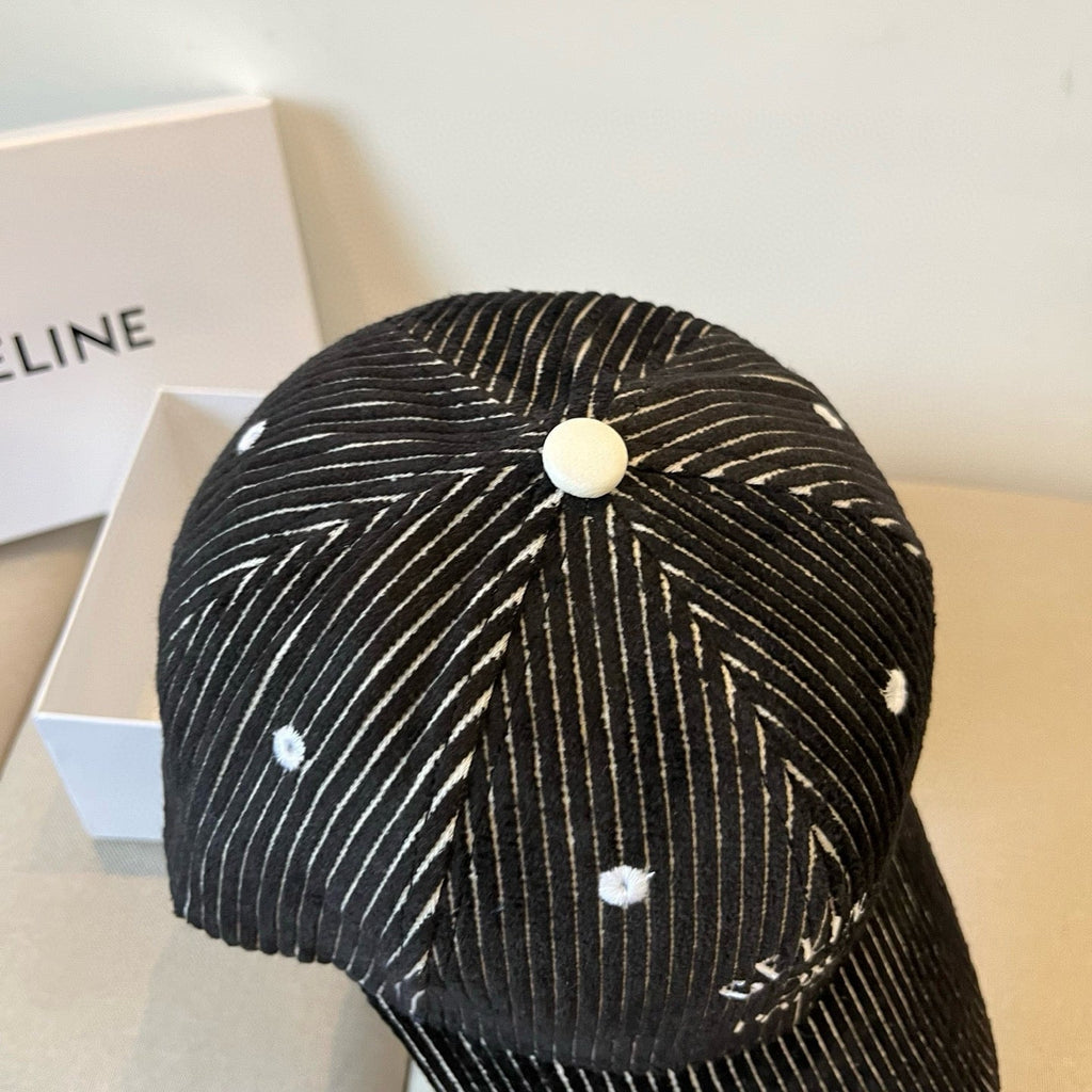 CELINE BASEBALL CAP MODEL 650190 IN BLACK CORDUROY