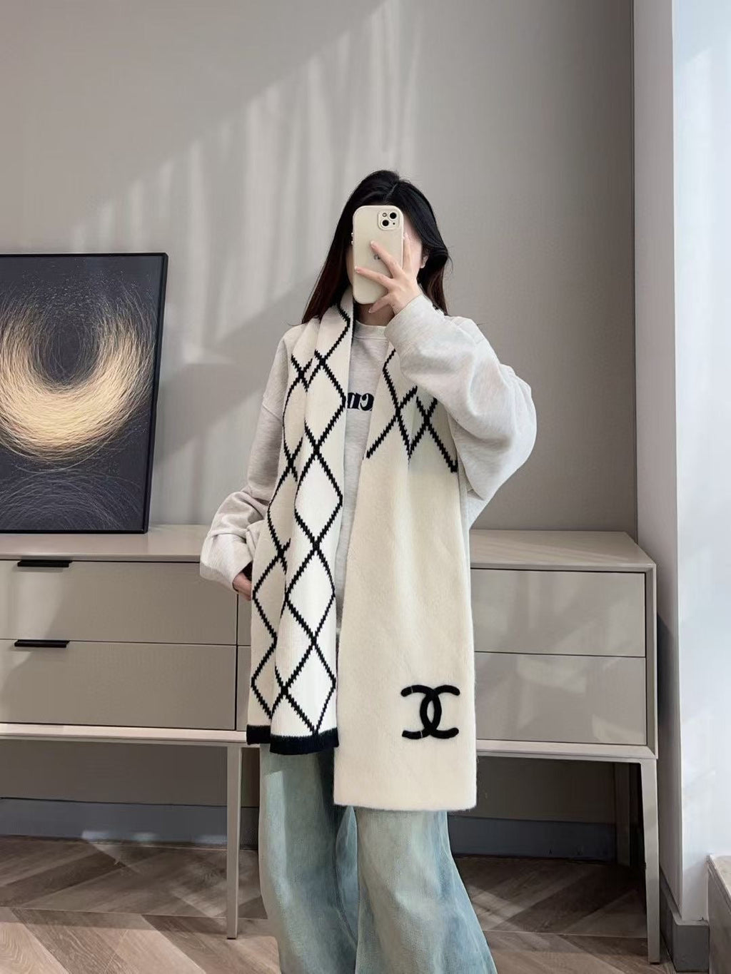CHANEL 25S SCARF 180 CM IN WOOL CASHMERE 943032